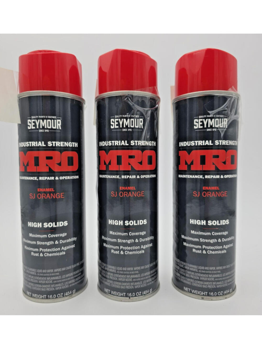 SEYMOUR 620-1451 Industrial MRO High Solids Spray Paint Safety Orange 16 OZ (3)
